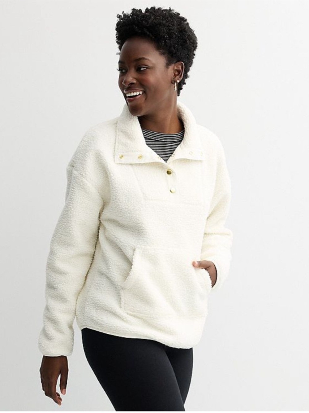 Sonoma Women’s Cream Faux Shearling Pullover Size XL